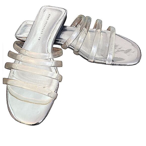Clear strap slides with mirror silver sole size 10 - Picture 1 of 9